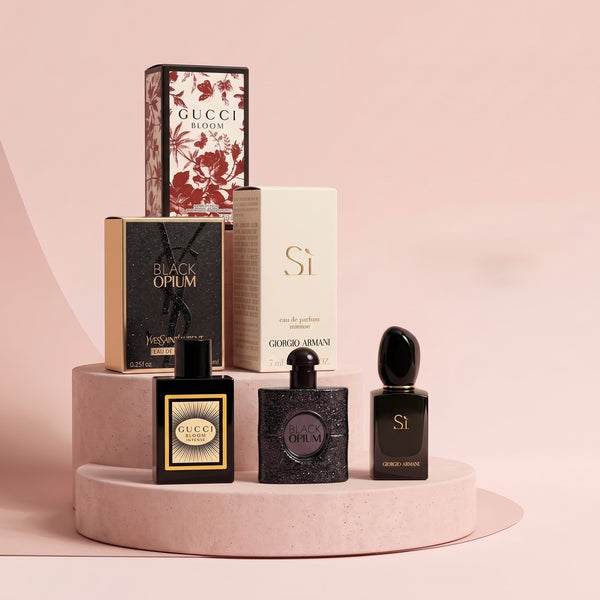 Pack Trio Nuit Intense – Gucci Bloom Intense • YSL Black Opium • Giorgio Armani Sì