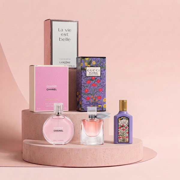 Pack Trio Douceur Parisienne – Chanel Chance Eau Tendre • Lancôme La Vie est Belle • Gucci Flora